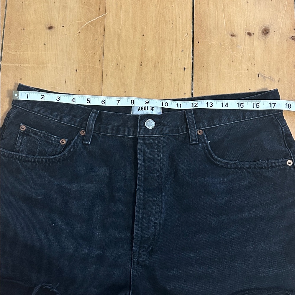 Agolde Black Denim Jean Shorts - Picture 7 of 9